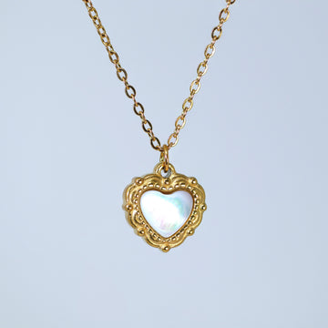 18k Gold Plated Double Sided Dainty Shell in Heart Necklace • Gold Chain Necklace • Minimalist • Gold Serenity Necklace